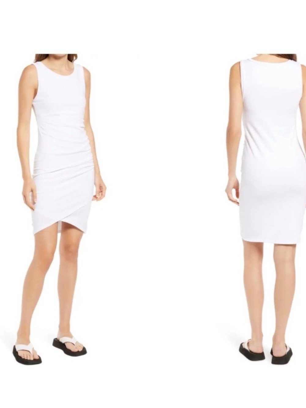treasure & bond ruched side sleeveless dress white size small